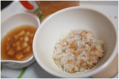 納豆粥とお味噌汁